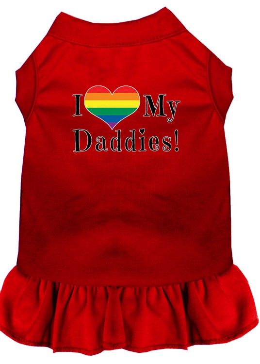 I Heart my Daddies Screen Print Dog Dress Red XS